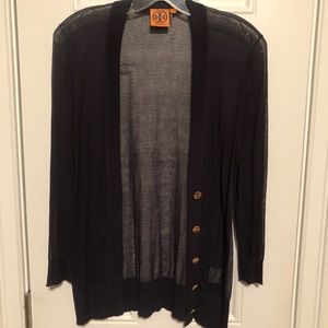 Tory Burch sheer navy cardigan